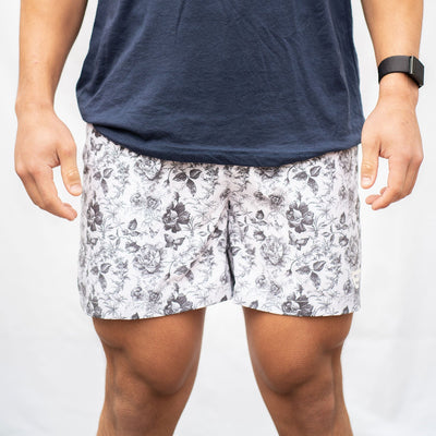 black floral shorts men#color_black