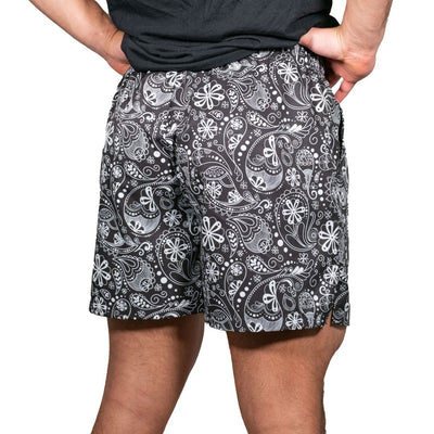 men workout paisley shorts black